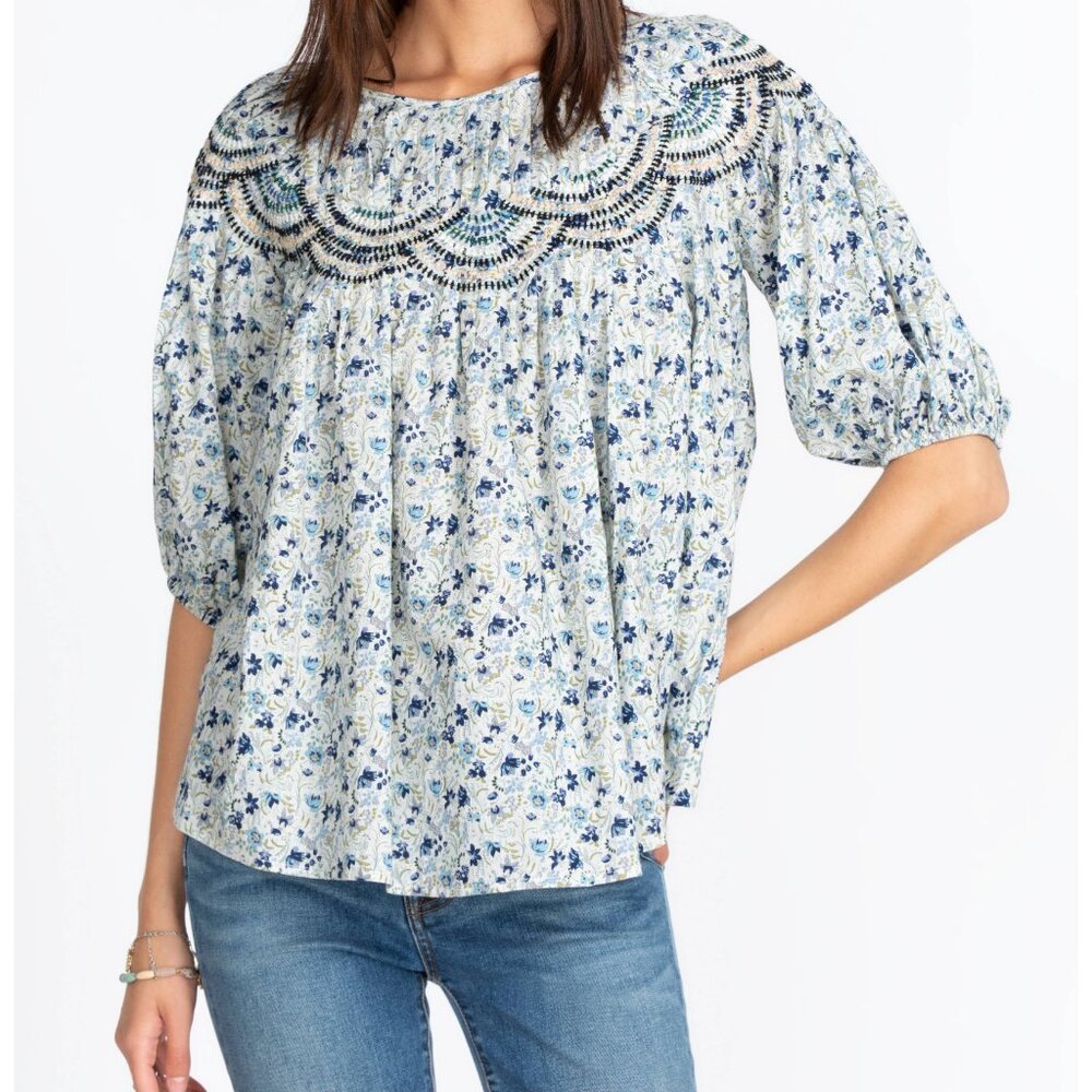 JOHNNY WAS Floral Tatiana Peasant Blouse